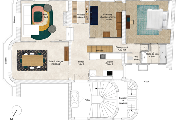 Vue en plan de l'appartement-renovation-appartement-Paris