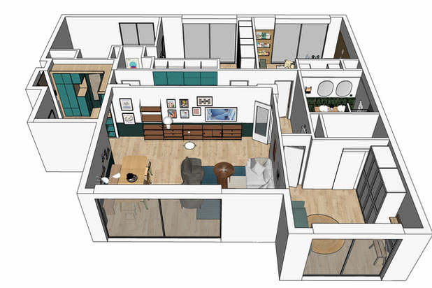 Vue 3D de l'appartement-renovation-appartement-Nantes