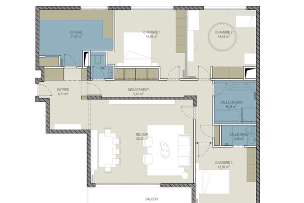 Vue en plan-renovation-appartement-Nantes