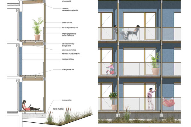 Détail des balcons filants-construction-logement-Colombelles