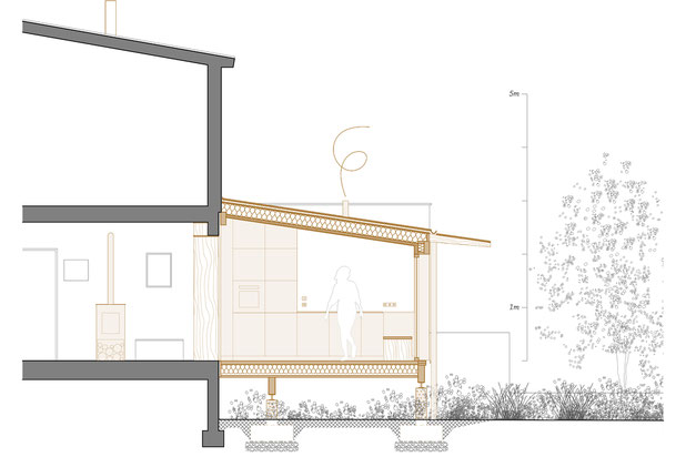 Coupe sur la cuisine-agrandissement_extension-maison-Nantes