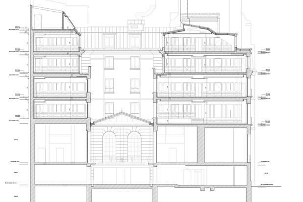 Coupe section sur immeuble-rehabilitation-bureaux-Paris