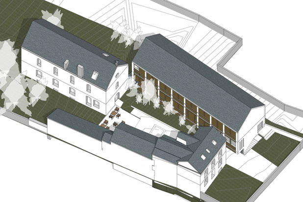 Axonométrie d'ensemble-rehabilitation-hotel-Bessé-sur-Braye