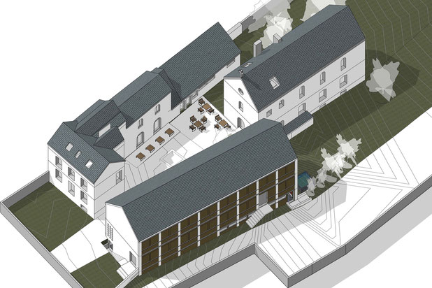 Axonométrie d'ensemble-rehabilitation-hotel-Bessé-sur-Braye