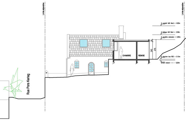 Coupe-élévation sur extension-agrandissement_extension-logement-Trélévern