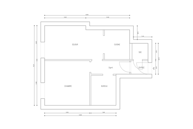 Appartement M - Plan existant-renovation-appartement-Lyon