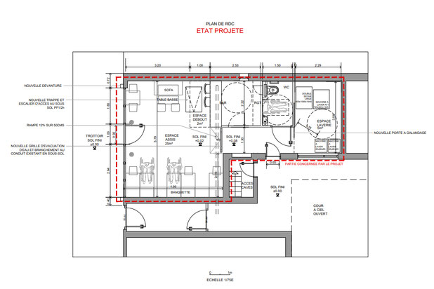 Plan du RDC-amenagement-cafe_restaurant-Paris