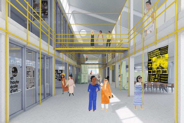 Vue du hall d'entrée-rehabilitation-extension-Sierre