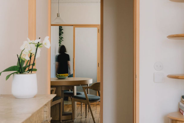 Vue du salon vers la chambre-renovation-appartement-Paris