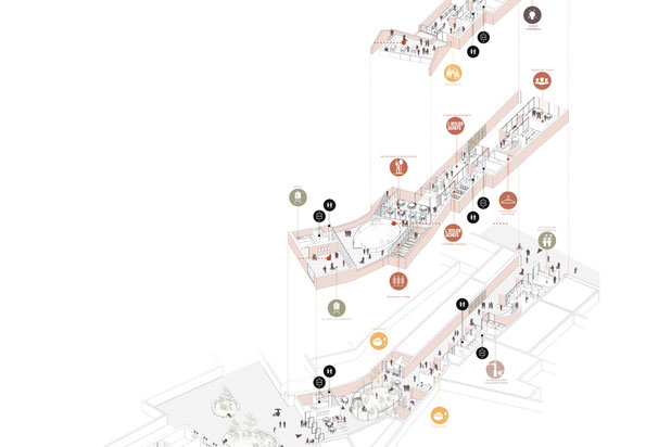 Axonométrie programmatique-rehabilitation-extension-Hazebrouck