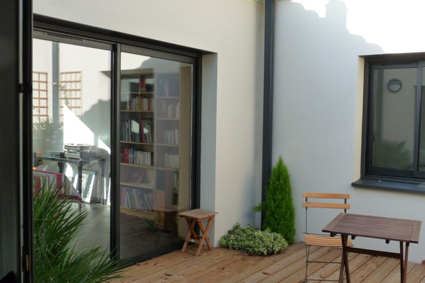 Vue patio-construction-maison-Ludon-Médoc