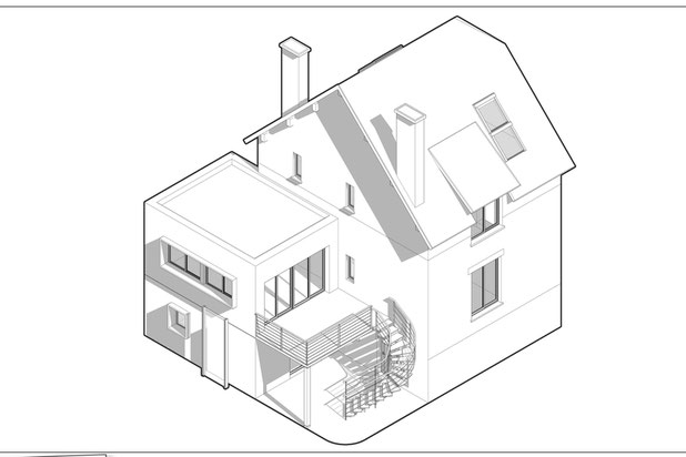 Axonométrie du projet d'extension-agrandissement_extension-maison-Ploemel