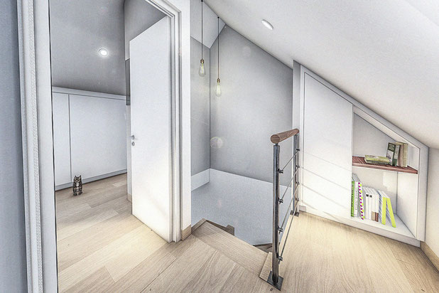 Projection 3D du sas d'entrée-amenagement-maison-Ploemel