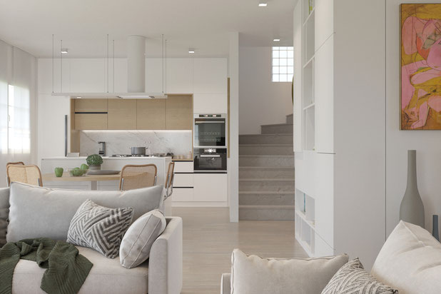 Salon et cuisine-renovation-maison-Orvault