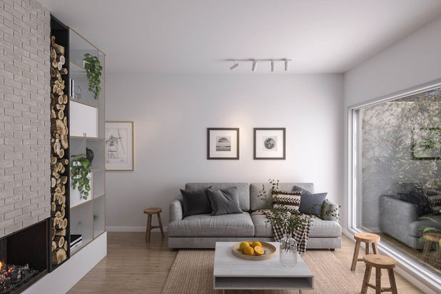 Salon et cheminée-agrandissement_extension-maison-Nantes