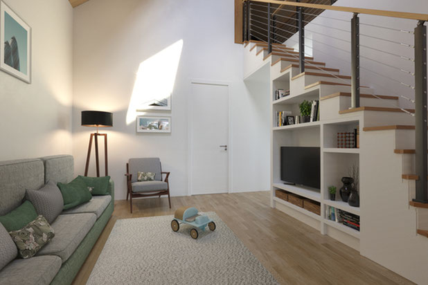 Salon au R+1-agrandissement_extension-maison-Orvault