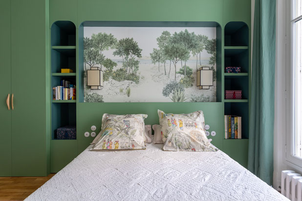 La tête de lit sur mesure-renovation-appartement-Paris
