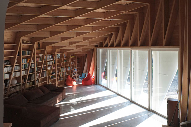 Vue du salon/bibliothèque-agrandissement_extension-maison-Pessac