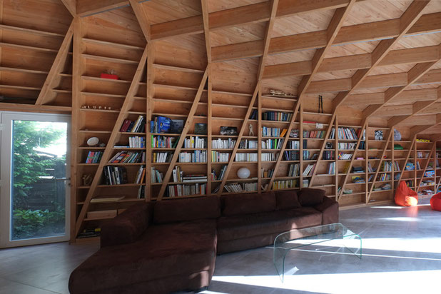 Vue du salon/bibliothèque-agrandissement_extension-maison-Pessac