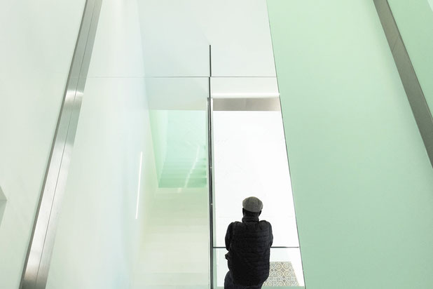 Vue sur le plafond miroir-renovation-immeuble-Bruges