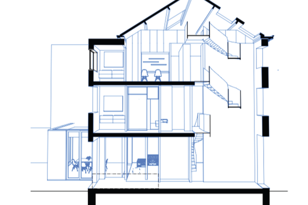 Coupe perspective-agrandissement_extension-maison-Bruxelles