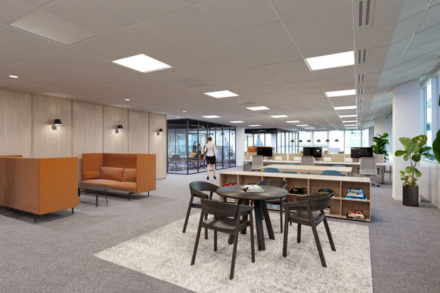 Vue d'un plateau de bureaux aménagé-renovation-immeuble-Boulogne-Billancourt