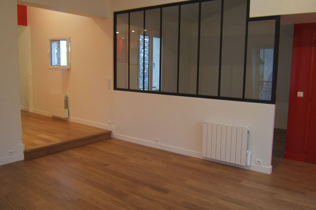 Séjour et bureau après travaux-renovation-appartement-Paris