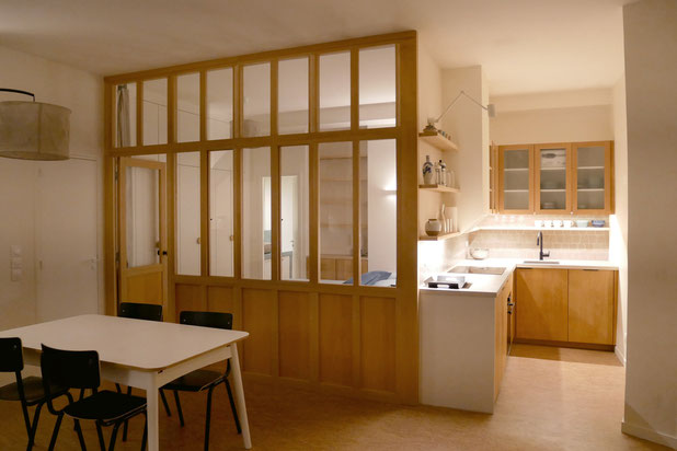Cuisine et chambre-rehabilitation-logement-Paris