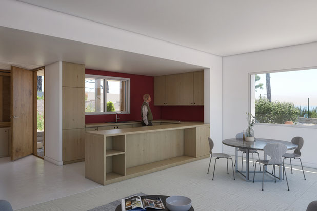 Perspective de la cuisine-agrandissement_extension-maison-Saint-Cyr-sur-Mer