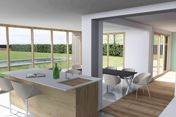 Vue depuis l'espace repas-agrandissement_extension-maison-Vertou