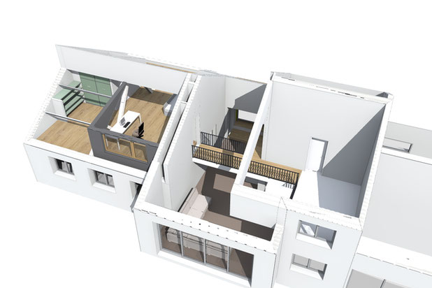 Axonométrie-surelevation-maison-La Chapelle-sur-Erdre