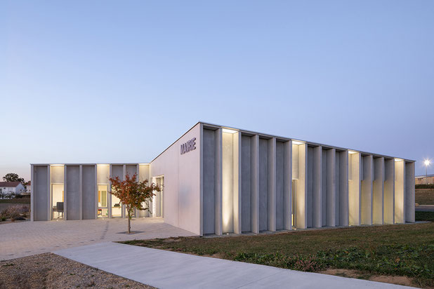 Vue à la tombée de la nuit-construction-bureaux-La Meilleraie-Tillay