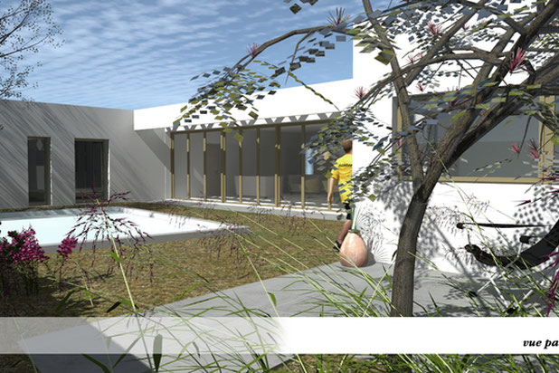 Vue depuis le patio-construction-maison-Brains