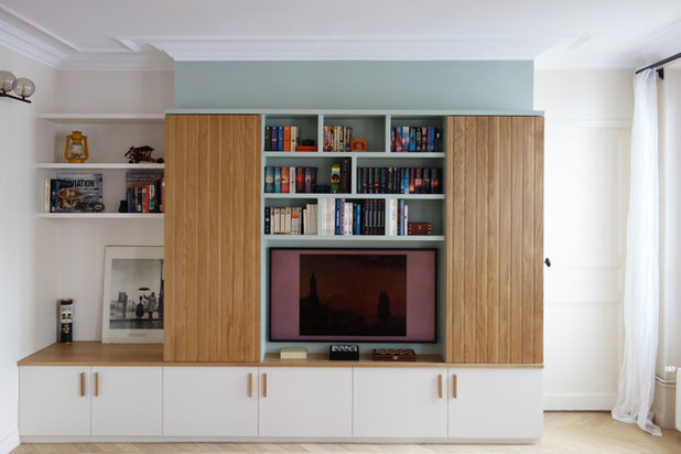 Salon - Menuiserie sur mesure-renovation-appartement-Paris