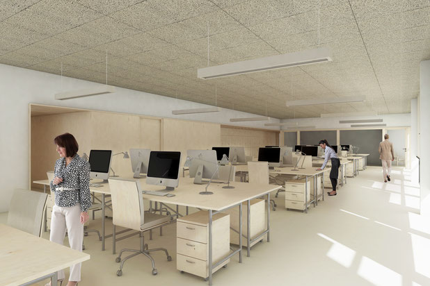 Perspective de la nouvelle salle de rédaction-renovation-bureaux-Reims