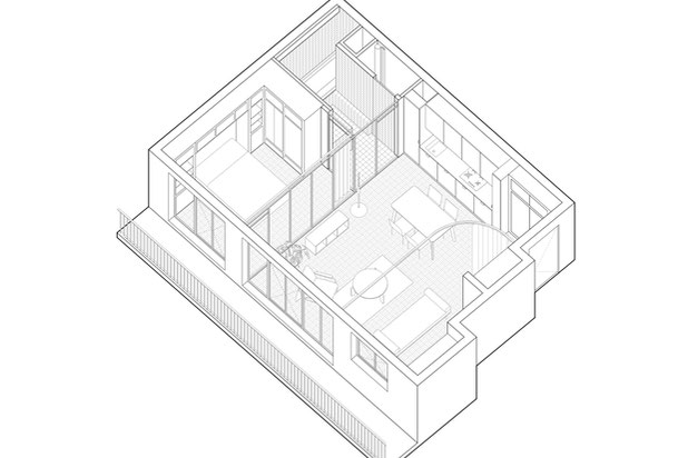 Axonométrie projet-renovation-logement-Paris