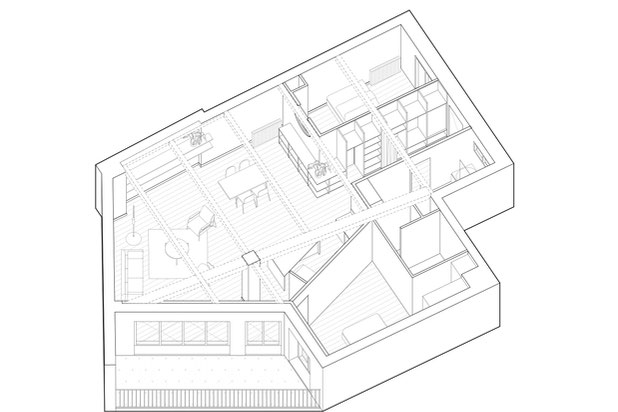 Axonométrie du projet-renovation-logement-Paris