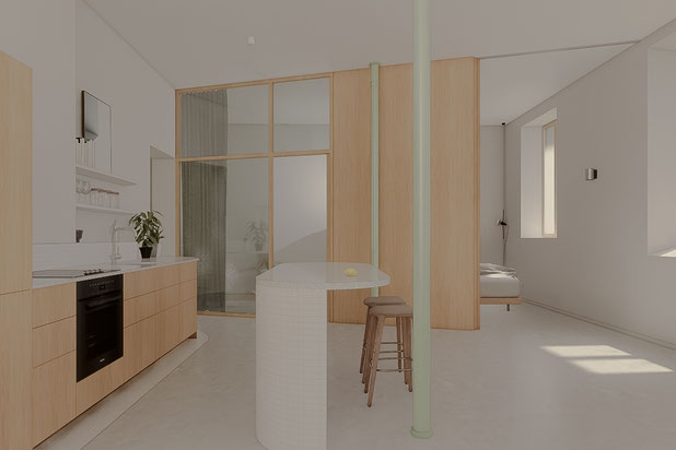 Espace principal vers chambres-renovation-appartement-Montreuil