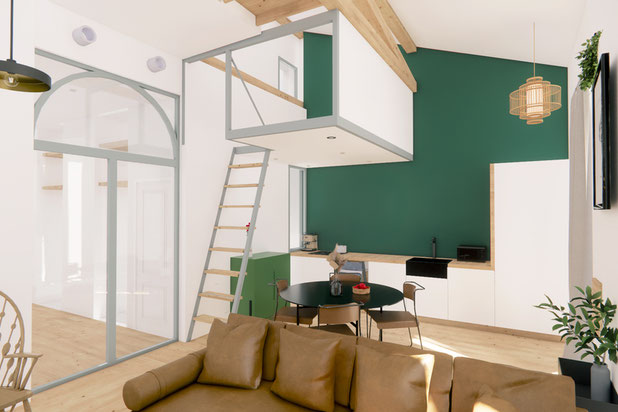 Perspective intérieure-renovation-appartement-Bordeaux