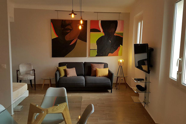 Salle à manger, salon-renovation-appartement-Cannes