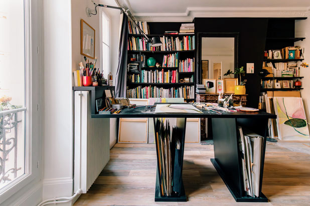 Table de travail sur mesure aux besoins de l'artiste-renovation-appartement-Paris