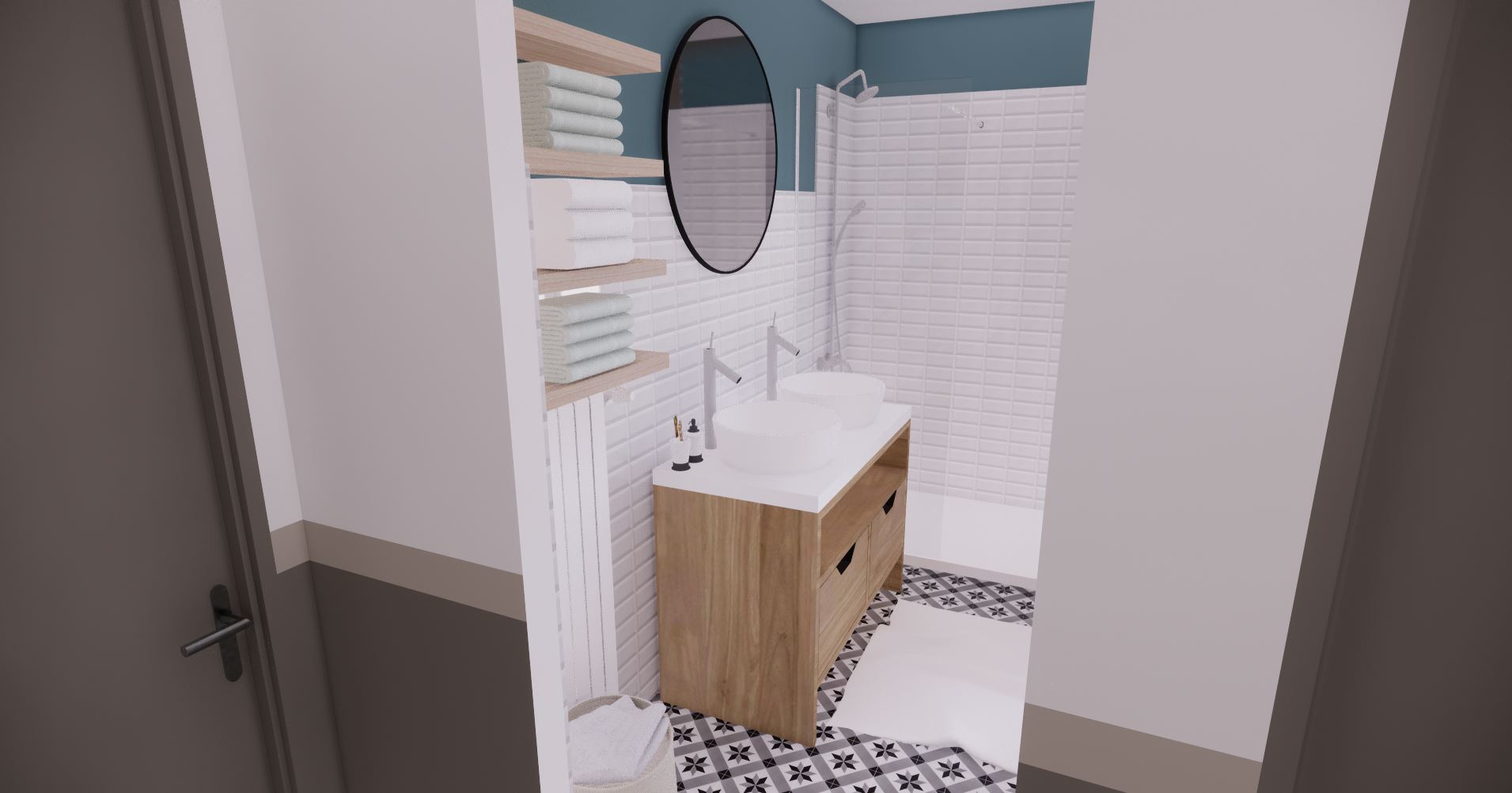Agencement d'une salle d'eau en salle de bain – rénovation d'appartement Indre-et-Loire