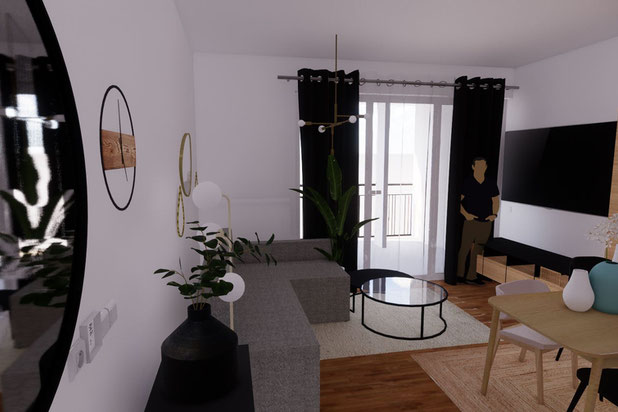 3D réaliste - meuble sur-mesure - Projet B-R (92)-amenagement-appartement-Nanterre