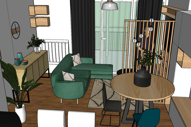 Aménagement salon-salle à manger 1-amenagement-appartement-Nanterre