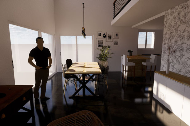 3D réaliste salle à manger - Projet PLOUZANE-G-U-amenagement-maison-Plouzané