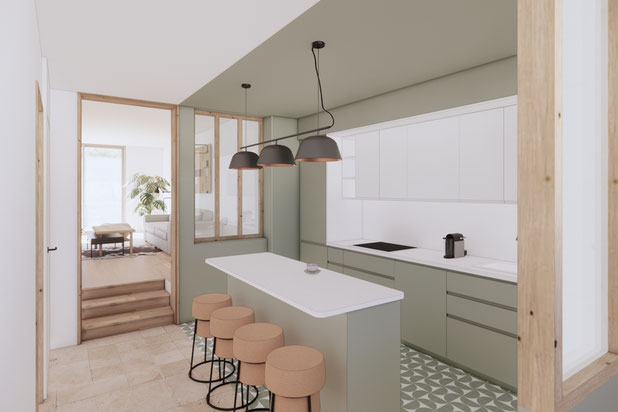 Entrée vers cuisine-renovation-maison-Fouesnant