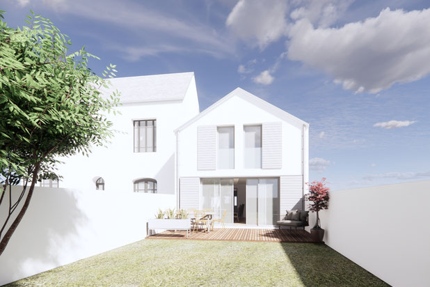 Façade arrière depuis jardin-renovation-maison-Fouesnant