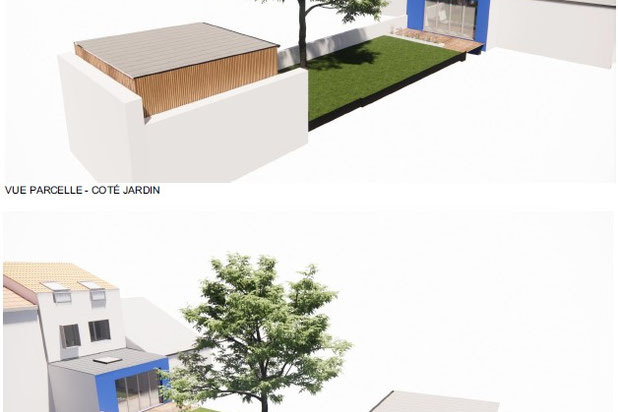 Axonométrie côté jardin-agrandissement_extension-maison-Rezé