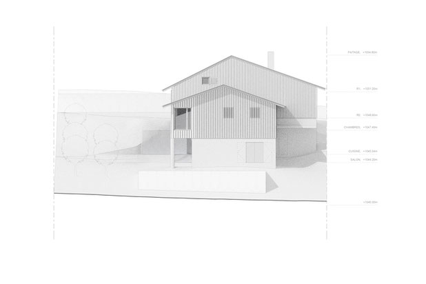 Elévation est - face forêt-construction-maison-Saint-Gervais-les-Bains