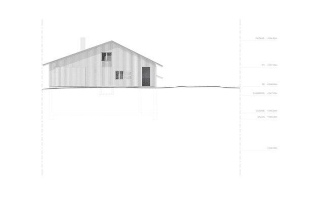 Elévation Ouest - sur chemin-construction-maison-Saint-Gervais-les-Bains